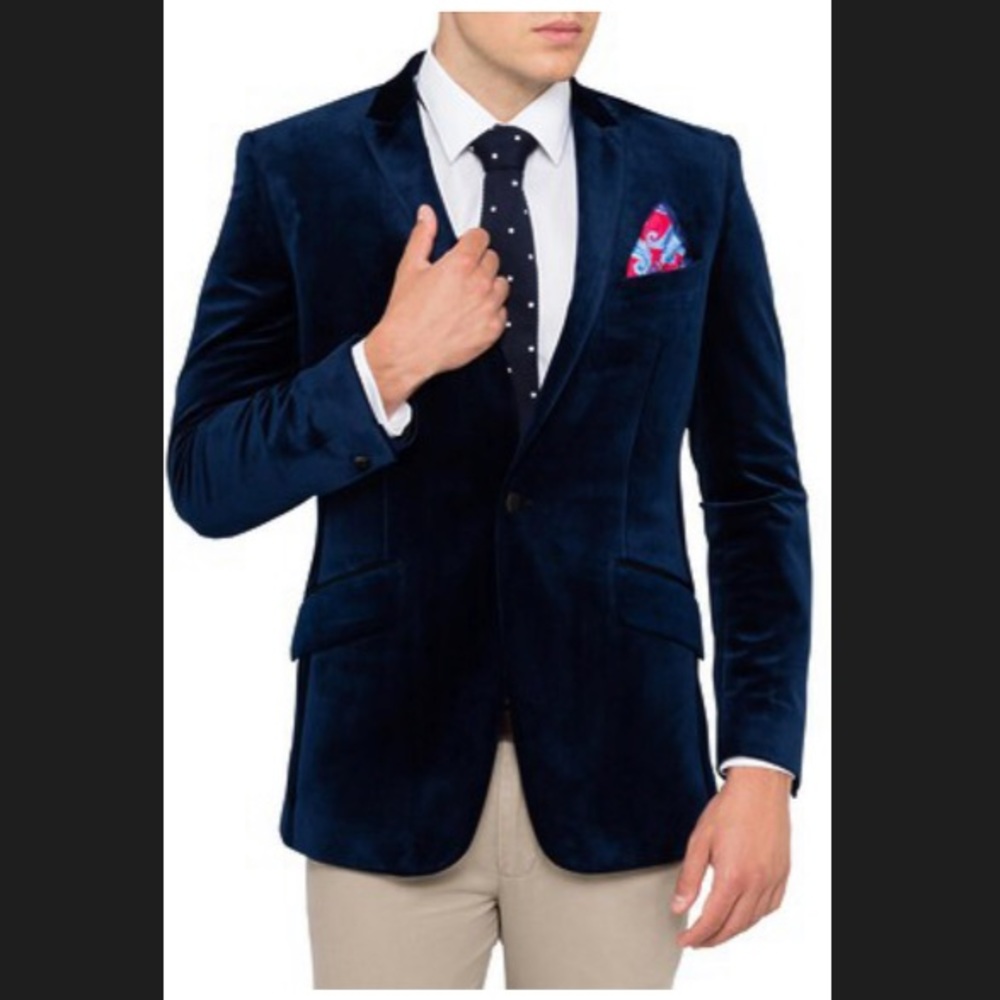 Men’s casual Navy Velvet suit blazer size XL